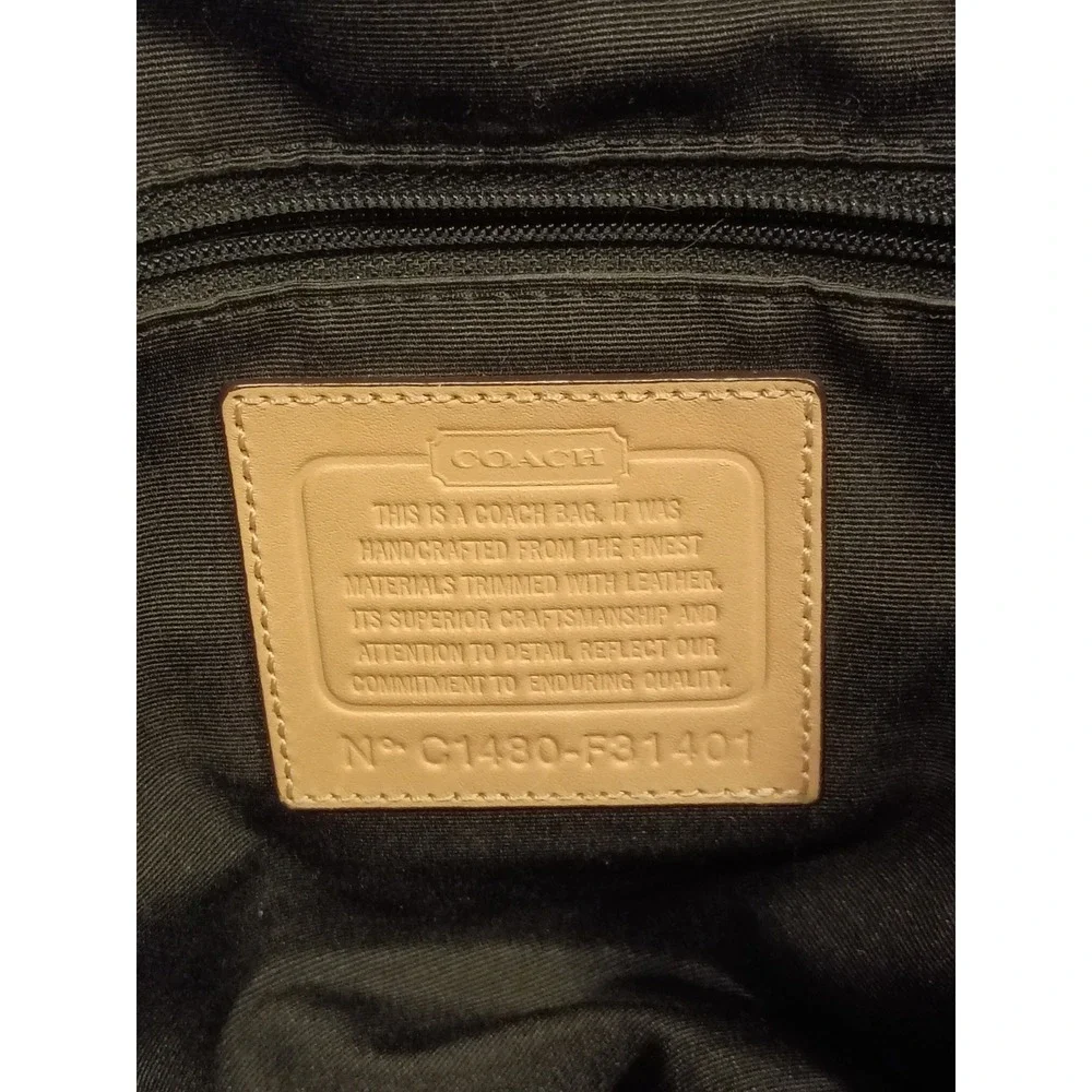 Coach Signature Monogram Canvas Dome Satchel Bag Black Gray F31401